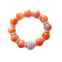 Bracelet perlé en pierre d&#39;élan d&#39;orange orange audacieux grand de mode pour le jewerly de partie de femme